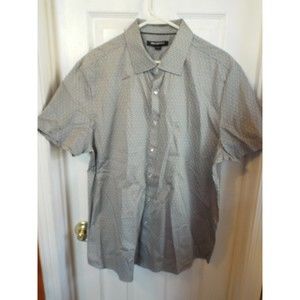 Karl Lagerfeld Grey Starburst Snap Front Cotton Collared Shirt XL